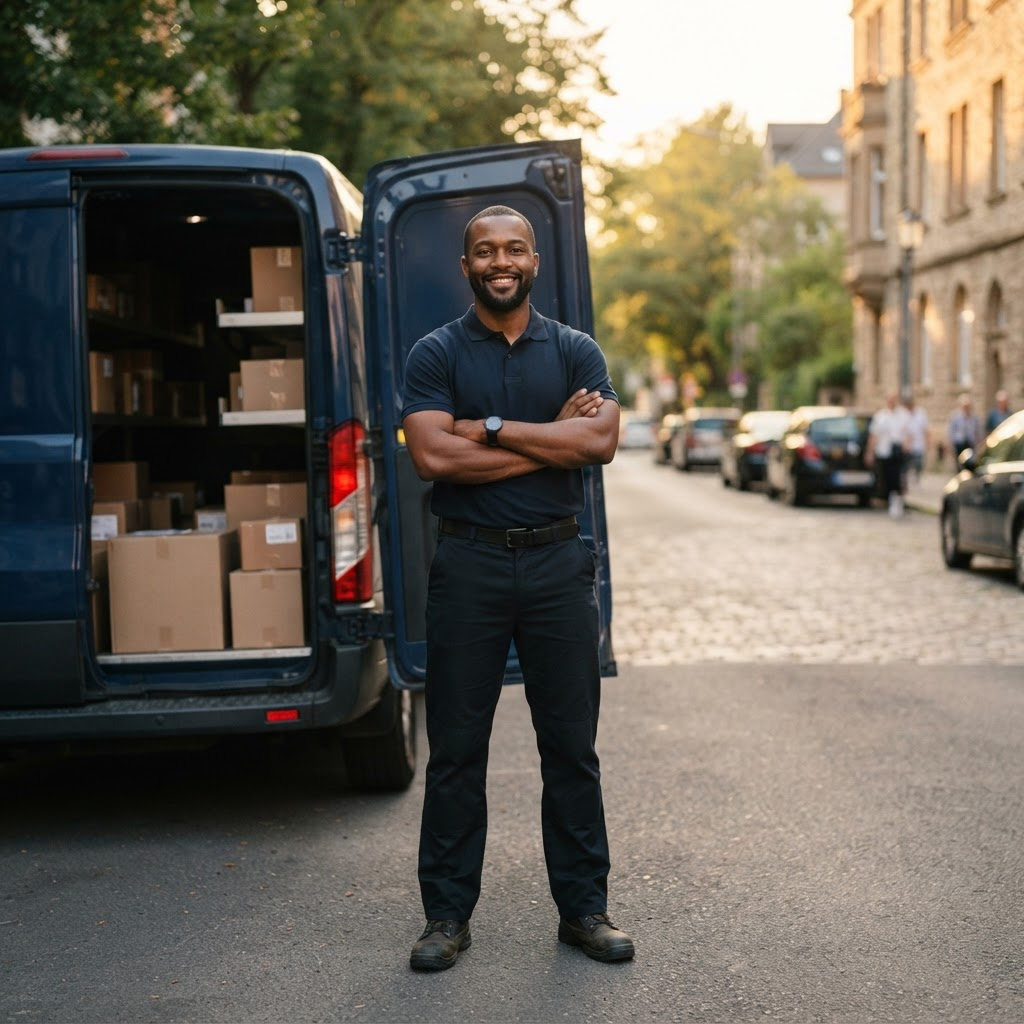 EdgeLine Logistics delivery driver ready for a route